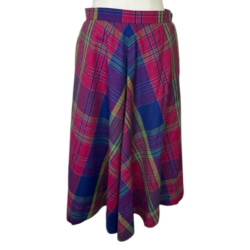 PIERRE BALMAIN Pink Plaid Midi Skirt Sizer 44 Vintage Business Work Party‎ 6 8